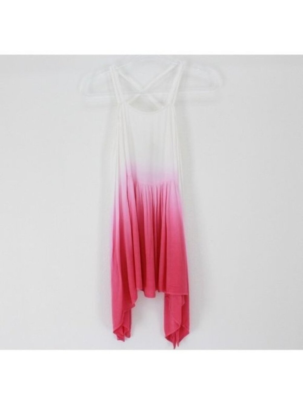 Umgee White & Pink Tie Dye Tunic Top Large Flowy Strappy Design